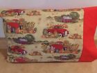 TRAVEL SIZE PILLOWCASE 2 SIDED COUNTRY OLD TRUCK PLUS/ RED CUFF  14X20 #4949