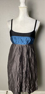 BCBG MAXAZRIA Pleated Colorblock Metallic Sheen Sleeveless Dress Size 0