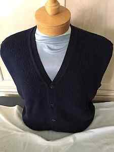 New Pringle  Mens Navy Blue L Cotton Cardigan Sweater Vest