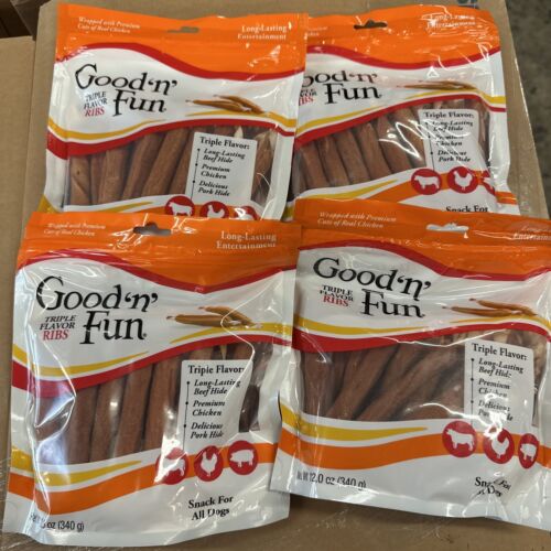 Good'n'Fun P-94129 Triple Flavor Ribs Dog Chew 12 oz (4pack Of 12oz) Best Buy