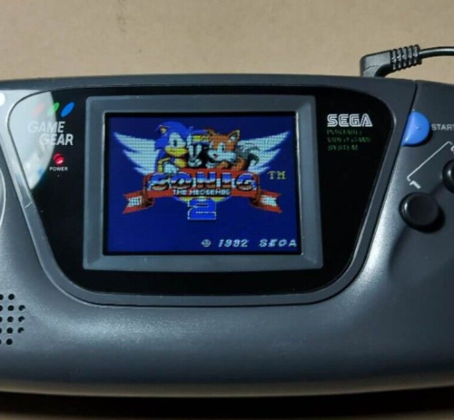 Sega Game Gear Console - Recapped, LCD Screen Mod, Cleaned, + Power Cable+2games