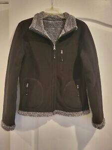 FUDA International Reversible Jacket Size M Women's Coat Black and Gray Fleece