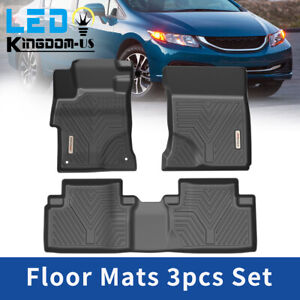 3D Floor Mats For 2012-2015 Honda Civic All Weather 1st & 2nd Rows Car Liners