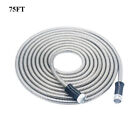 25/50/75/100FT 304 Stainless Steel Water Hose Pipe Metal Garden Pipe Connector