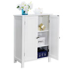 White Wooden Bathroom Floor Cabinet Storage Cupboard 3 Shelves Free Standing
