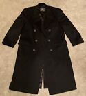 Vintage Burberrys Womens Black Wool Long Sleeve Double Breasted Trench Coat