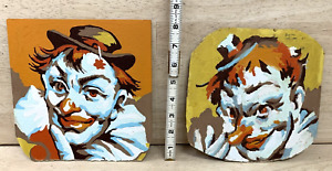 Antique Clown Paintings On Cardboard