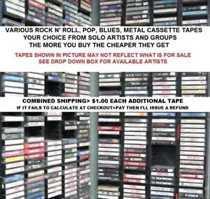 Various Genres of Rock n' Roll, Pop, Blues, Metal Music Cassette Tapes  