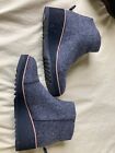 NWOT Eileen Fisher Boiled Wool Ankle Boots, Gray, Wedge