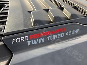 2 Ford Performance Hood Cowl Sticker Decal, Twin Turbo 450HP, fits 2017+ Raptor
