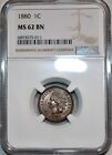 NGC MS-62 BN 1880 Indian Head Cent, Well-Struck w/ Strong Luster.