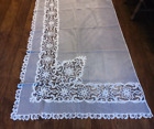 ♡Fabulous  1 panel french? antique net & tape lace curtain 47 in x120in D18