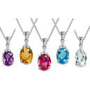 Sterling Silver Solitaire Crystal Birthstone CZ Pendant Necklace in Silver