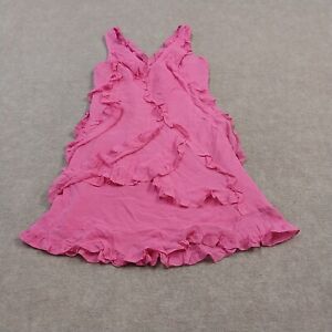 BCBG Maxazria Womens Size 0 Pink Solid Sleeveless V Neck Ruffle Shift Dress