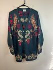 Vintage Laura Ashley Green Floral Wool Blend Thick Cardigan Sweater Women M