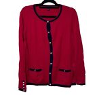 Talbots Women’s L Red Pearl Button Up Cashmere Blend Long Sleeve Knit Cardigan