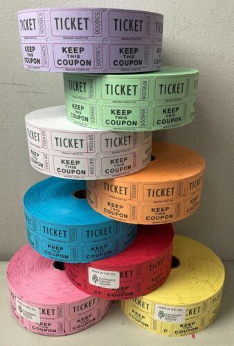 Raffle Tickets Double Stub Roll of 2000 Split the Pot 50/50 Carnival Events