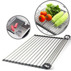 New ListingKitchen Stainless Steel Sink Drain Rack Roll up Dish Drying Drainer Mat
