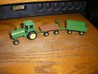 Lot A NICE Vintage 1/64 ERTL John Deere Tractor with Two Trailers Free SHIPPING