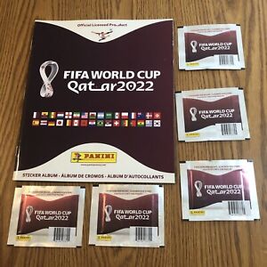 FIFA WORLD CUP QATAR 2022 Album + 5 Packs (25 STICKERS Total) PANINI Soft Cover