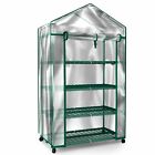 Green House Locking Wheels 4 Shelves w Cover Indoor Outdoor Portable Greenhouse