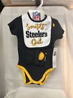 NFL Pittsburgh Steelers Bodysuit Hat Bib Set - 2 Sizes Months Girl Sweetest NWT