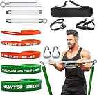 Portable Home Gym, Resistance Band Bar Length 35.4in/90cm-Removable-Silver