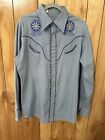 Vintage 80’s Western Cowboy Shirt Native American Embroidery Size Large