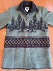 145. Wooded River Clothing Company Women’s Wool Coat Collared Green Bear Tree M