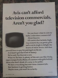 Avis Car Rental Television Commercials 1964 Vintage Print Ad