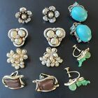 All Signed CORO Vintage Earrings Lot Pearl Thermoset Retro Flower Turquoise A80