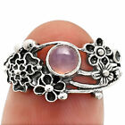 Floral - Rose Quartz - Madagascar 925 Sterling Silver Ring s.9 Jewelry R-1041