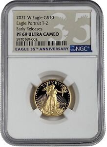 2021 W Ty 2 Gold Proof 1/4 oz American Eagle $10 Coin NGC PF 69 UC Early Release
