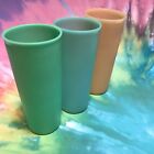 3 Vintage Tupperware Tumblers Pastels 107 Blue Green Peach 16 Ounce Textured