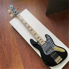 Black Electric Bass Guitar Maple Fretboard Active Pickup 5 String Gold Hardware