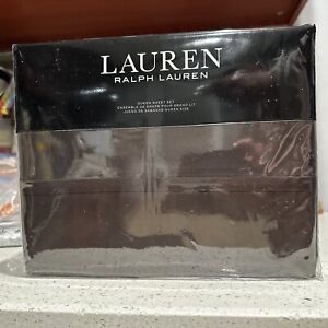 Ralph Lauren Spencer Solid Sateen 475 Thread Count QUEEN Sheet Set Drk Chocolate