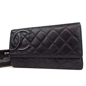 Authentic CHANEL Cambon Line Tri-Fold purse leather[Used]