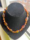 Bakelite Necklace Brown Yellow Root Beer Butterscotch Marbled Beads 19