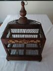 Vintage Bird cage Wood & Wire-12X8 1/2X18-Wire Dome w/Wood Minaret-Rose on Front