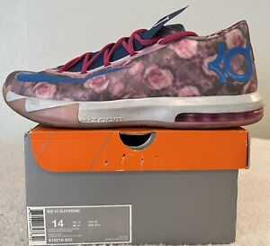 NIKE ZOOM KEVIN DURANT KD VI 6 AUNT PEARL SIZE 14 FLORAL PINK BLUE 618216-600 14