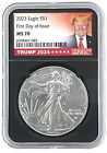 2023 1oz Silver Eagle NGC MS70 First Day Issue Black Core Trump 2024 Label