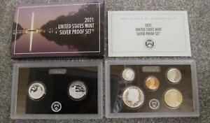 2021-S Government Issued Silver Proof Set - 7 coins including Quarters plus coa