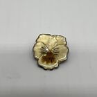 Sterling silver small yellow flower brooch pin hibiscus iridescent