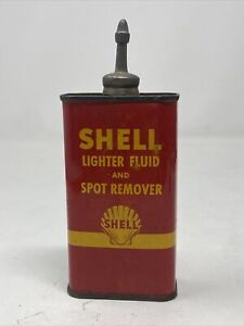 New ListingVTG Advertising SHELL OIL LEAD TOP LIGHTER FLUID SPOT REMOVER OIL Tin CAN Oiler