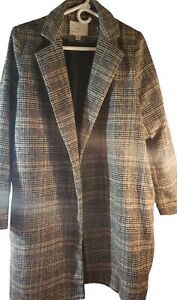 A New Day Women's Black And Tan Winter Coat Wool Blend Size SM Belt Not Included