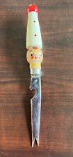 Bar Knife Bottle Opener Olive Pick Wood Handle Clown Head Vintage Made in Japan