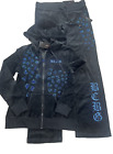 BCBG MAXAZRIA Velour Jacket & Pant Set Loungewear BCRV13734J/P Size L Black Turq