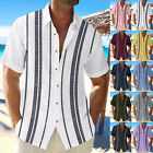 Men Hawaiian Shirt,Vintage Button Down Bowling Shirts Short Sleeve Beach Shirt-B