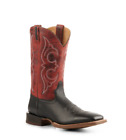 Men's Black and Burnt Red Square Toe Cowboy Boots - 5 Day Delivery