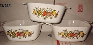 Set of 3 Vintage Corning Ware  Spice of Life # P-43-B Casserole 2 3/4 Cup Dish